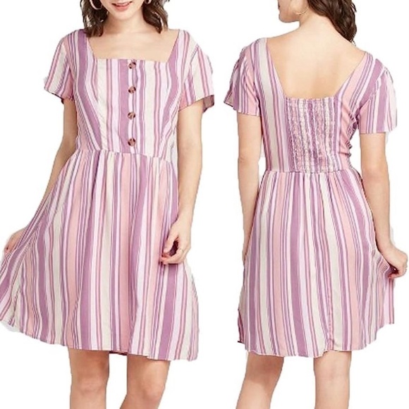 New Xhilaration Pink Stripe Short Sleeve Sun Dress | Size Small - Picture 1 of 14
